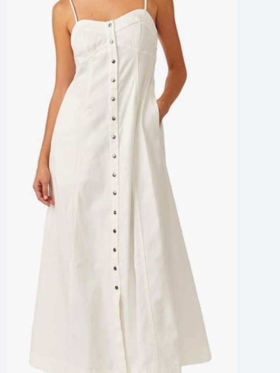 Free People Dresses & Skirts - Boho Chic Cottagecore Free People Just Jill Denim Maxi Dress Medium Ivory Medium